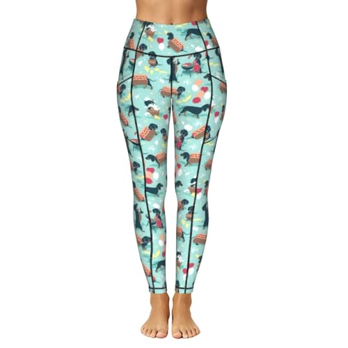 Pantalones de yoga para mujer holgados con estampado de perros calientes 2