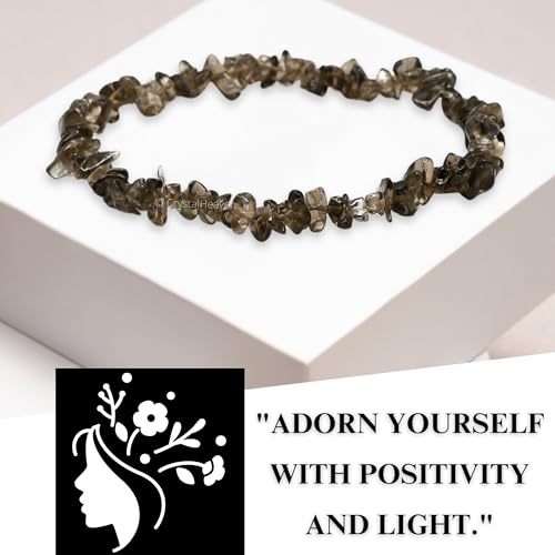 Image of Certified Smoky Quartz Bracelet for Women Men with Healing Crystal and Reiki Stone - Beautiful Gemstone Beaded Bracelet for Balance, Harmony & Positive Energy (Chips Stone Beads)