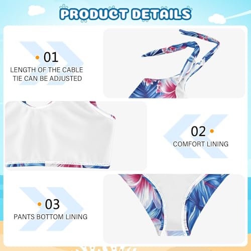 KLL Baseball Blue Stripe Girls' Two Pieces Bikini Set Scoop Neck Bathing Suit Swimming Suits Cute Shoulder Strap4