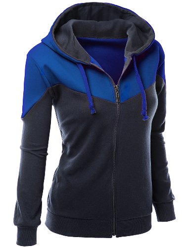 Xpril Women's Basic Long Sleeve Zip Up Hoodie in Colors