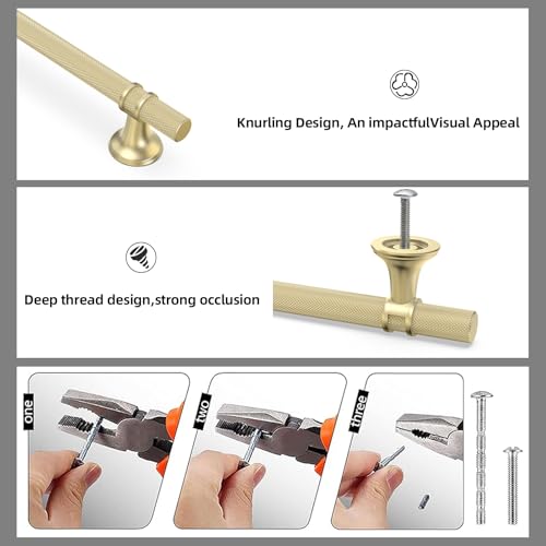 KOMOTIA 10 Pack 5 Inch Brushed Gold Kitchen Cabinet Handles