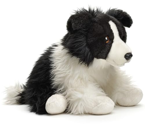 Uni-Toys - Border Collie schwarz-weiß, sitzend (ohne Leine) - 26 cm (Höhe) - Plüsch-Hund - Plüschtier, Kuscheltier