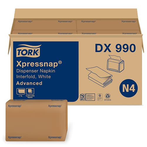 Tork DX990 Advanced Plus Xpressnap Dispenser Napkin, Interfold, 2-Ply, 8.5" Length x 6.5" Width, Beige (Case of 12 Packs, 400 per Pack, 4,800 Napkins)