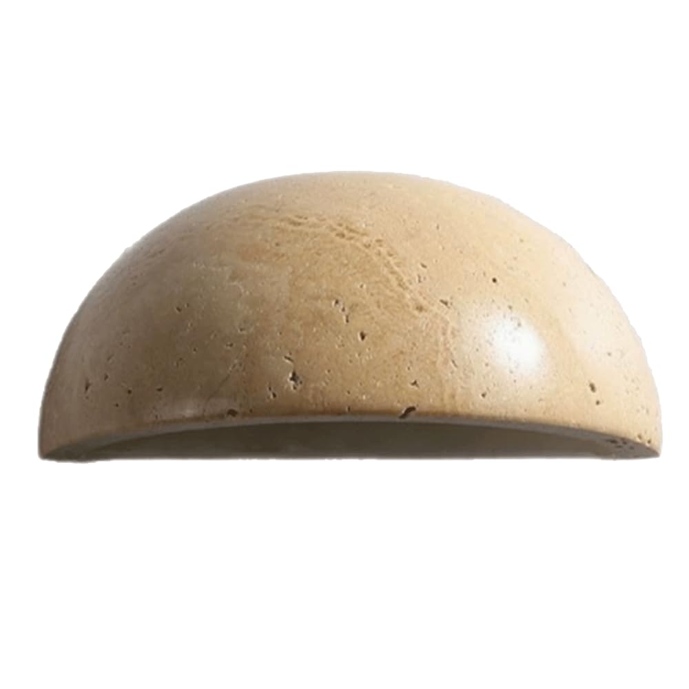 SHUANGZ Wabi Sabi Travertine Wall Sconce, Semi-Round Natural Stone Wall Light, Japanese Style Stone Lampshade LED Lighting Fixture for Bedroom Bedside, Living Room, Hallway Decoration Stone Lamp