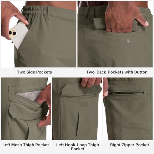 Image of Jessie Kidden Mens Cargo Shorts Expandable Waist Quick Dry Hiking Shorts