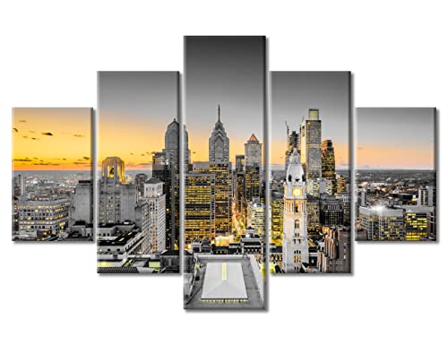 Toile murale Philadelphie tableau 5 panneaux de haute qualité pour salon chic