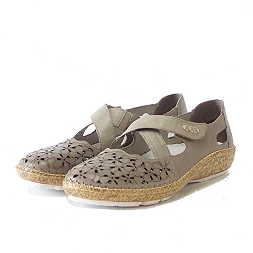 Image of Rieker 44856-64 Taupe Nubuck Womens Mary Jane Shoes
