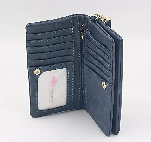 Long wallet women soft leather wallet woclutch purse long woman wallet zipper for men Wallets(Blue)4