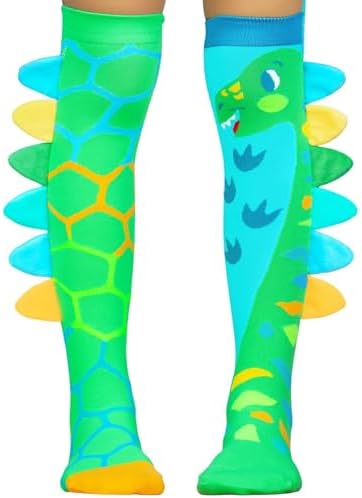 MADMIA Green Roar Dinosaur Knee-High Socks – Colorful Dress-Up Socks for Kids & Adults image 2