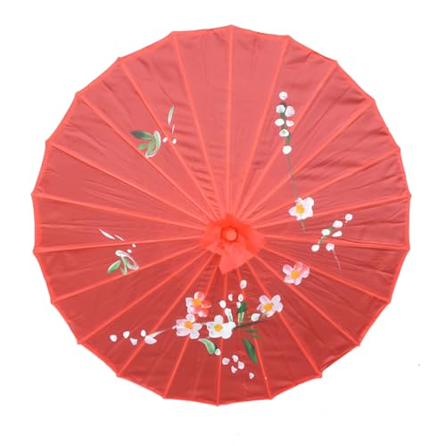 Odot Chinesischer Regenschirm mit Holzgriff, Klassisches Satin Handgemachte Regenschirm aus Geöltem,Regendichter Klassische Papierschirm, Schirm aus Reispapier für Tanz (Rot,Durchmesser 56 cm) Odot Chinesischer Regenschirm mit Holzgriff, Klassisches Satin Handgemachte Regenschirm aus Geöltem,Regendichter Klassische Papierschirm, Schirm aus Reispapier für Tanz (Rot,Durchmesser 56 cm)
