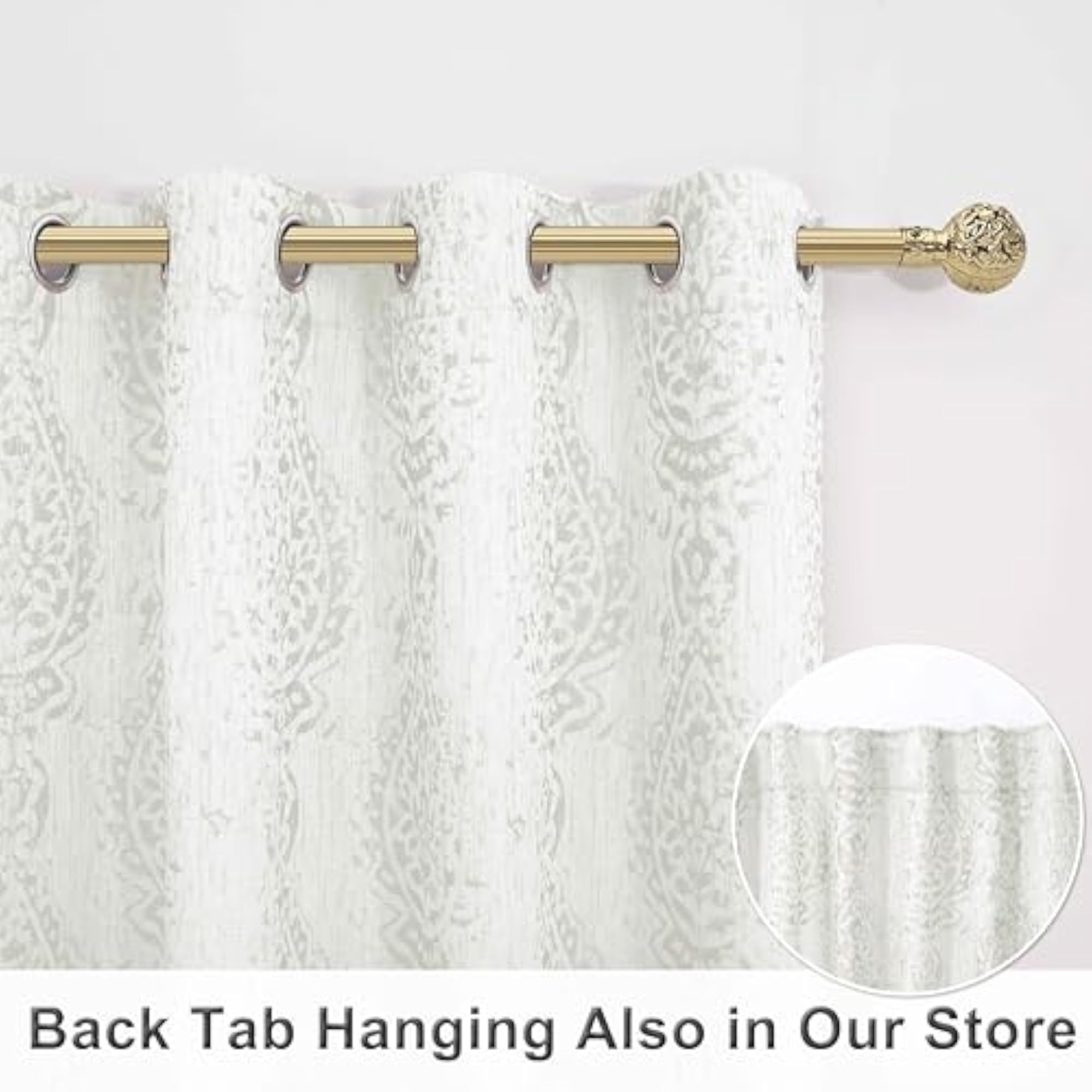 Cream Damask Moroccan Pattern 3D Jacquard Embossed Curtains