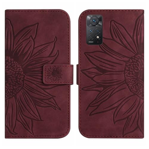 Rfvzubemok Compatible with Redmi Note 11 Pro 5G Cover,Compatible with Redmi Note 11 Pro 4G Flip Kickstand Card Slots Magnetic Closure Phone Case Brown