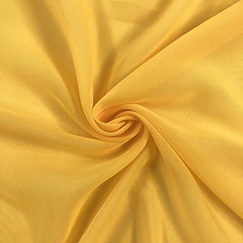 Chiffon Fabric | 10 Yards Continuous | 60" Wide | Wedding Decoration, DIY Decoration, Sheer, Drapery, Solid by Barcelonetta (Gold)