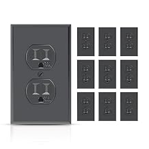 TOPELER Black Duplex Receptacle Outlet, 15A Tamper-Resistant Wall Electric Sockets for Residential and Commercial Use, Self-Grounding, Wall Plate Included, UL Listed, 10 Pack