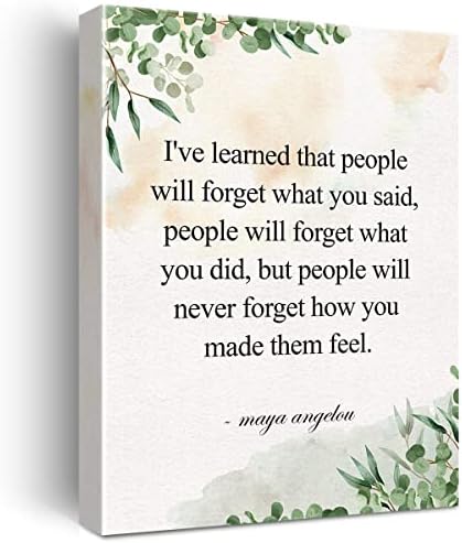 YeleY Inspirational Print Positive I've Learned That People Will Forget What You Said Paintings Canvas Wall Art Maya Angelou Quote Poster Artwork Ready to Hang Modern Home Office Decor