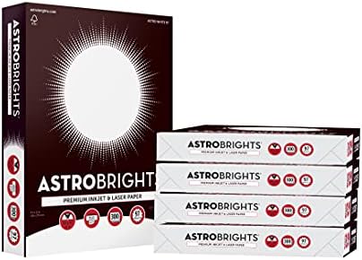 Astrobrights® Printer & Copy Paper, 8.5" x 11", 28lb/105gsm, 97 Brightness, White, 5 reams of 300 sheets per ream, 1,500 sheets per carton (91738-01)