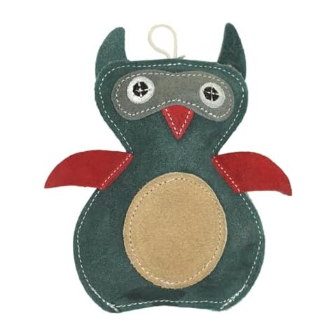 PAWPOURRI Natural Suede Leather Chew Toy for Adult Dogs, Puppies, | Tough, Durable, and Fun | Chewing Interactive Pet Toy (Owl Shape) Cover