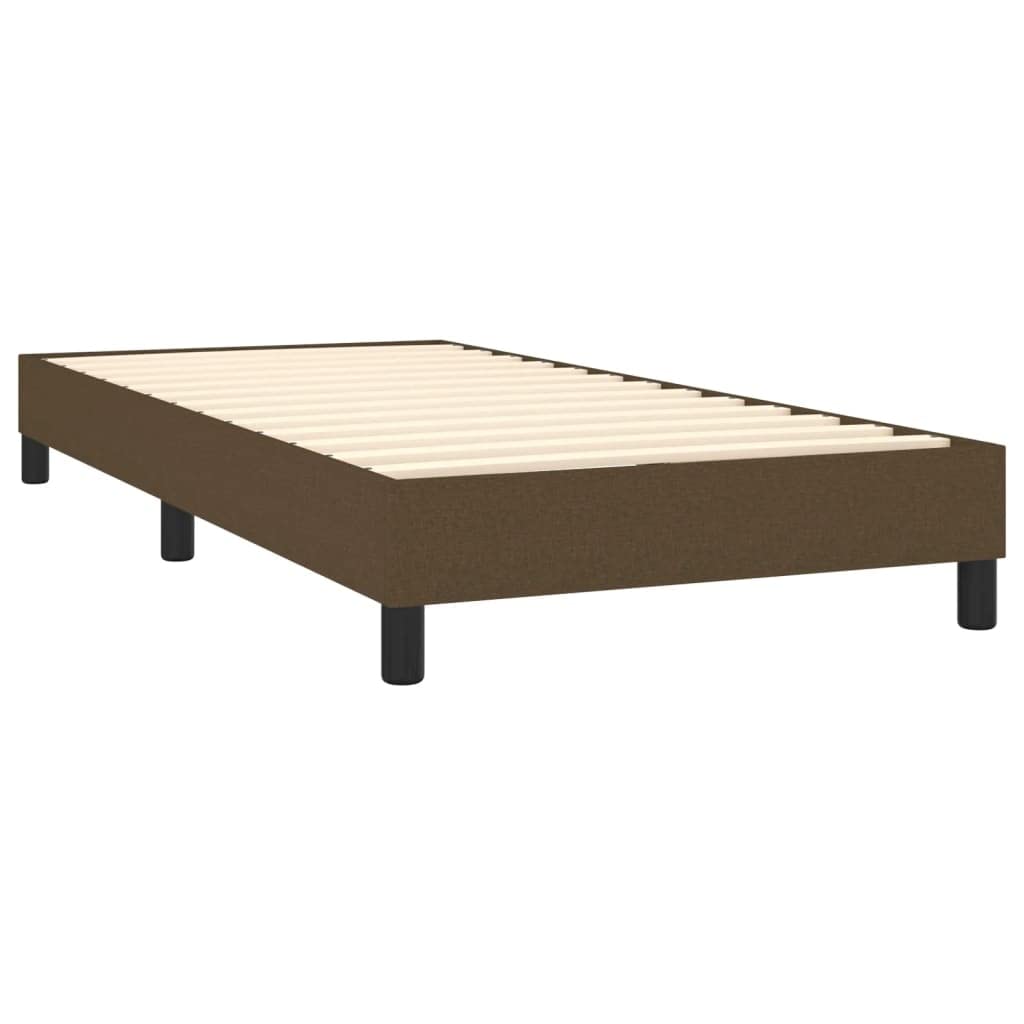 Cama con somier de 80 x 200 cm, color marrón oscuro, con colchón de muelles ensacados LED, cabecero regulable en altura, para jóvenes/invitados/dormitorio pequeño