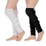 Damen BeinwäRmer für Damen Winter Stulpen Weiß Schwarz BeinwäRmer 80er-Jahre Weich Gestrickt Lange Socken BeinwäRmers Warme Socken für Den Winter Damens Ballett Party SportzubehöR Yoga 2 Paar