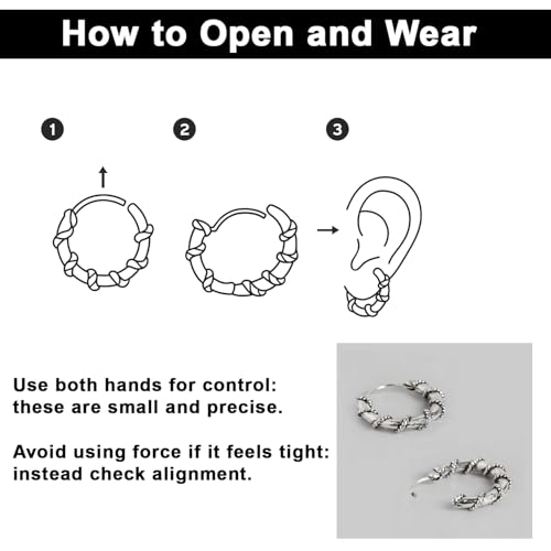 Image of VAMA FASHIONS Oxidised Silver Hoop Earrings in Tribal Bali Design Lightweight Ethnic Look Ear Accessories for Men