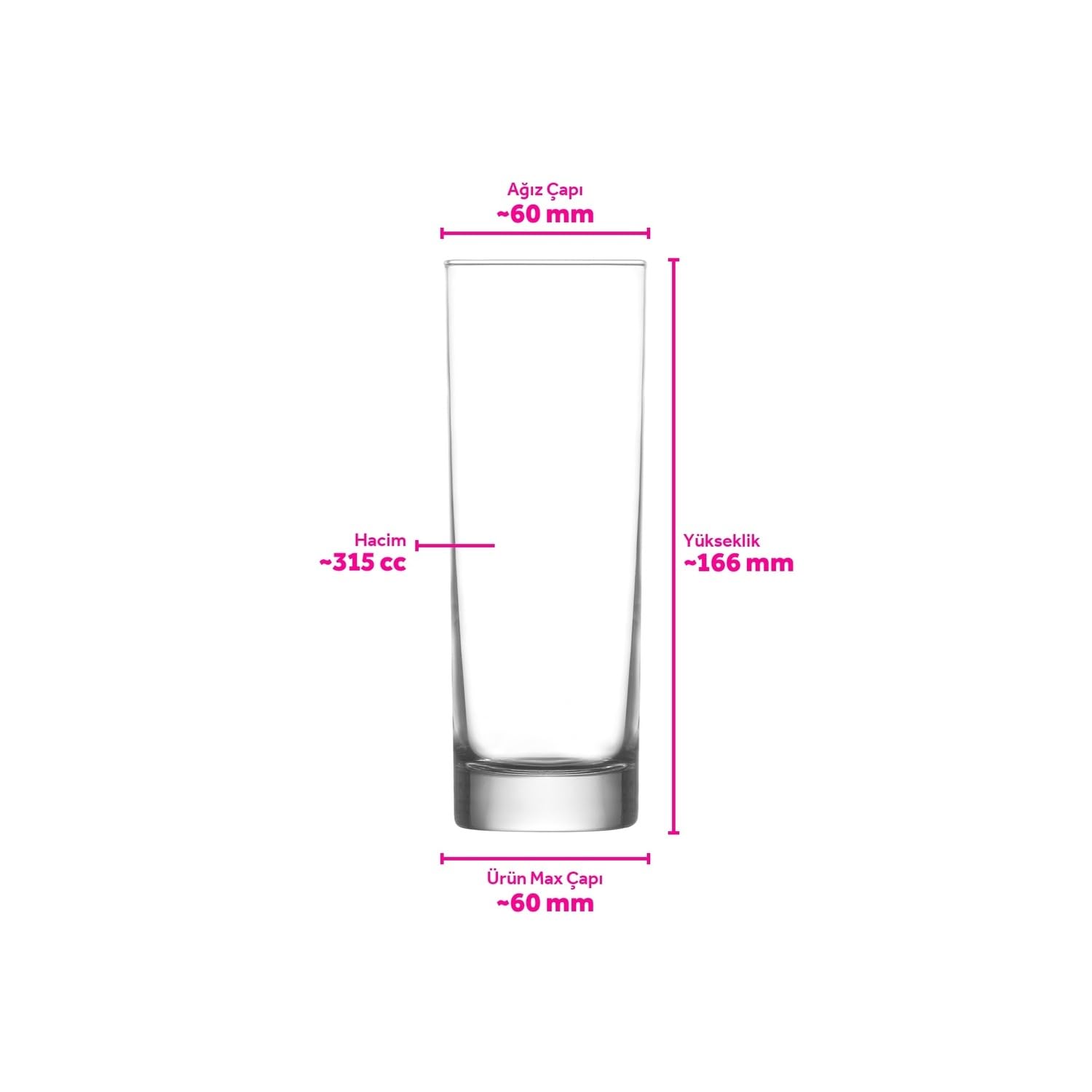 LAV 10.25 Oz Highball Glass Set of 6 Pcs, 315 ml, Transparent 4
