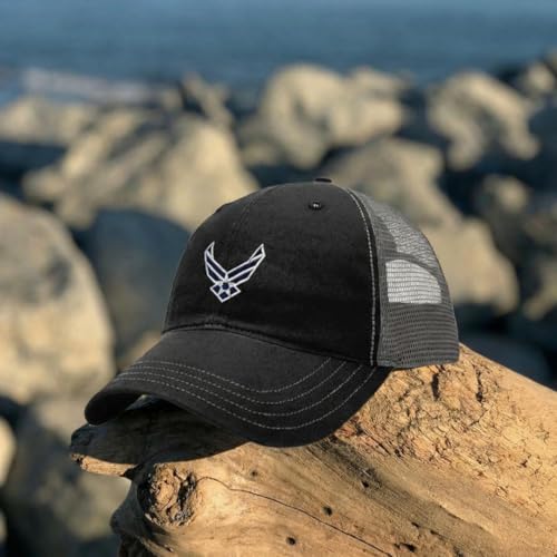Image of Richardson Trucker Cap Air Force Emblem Black Charcoal Design Only