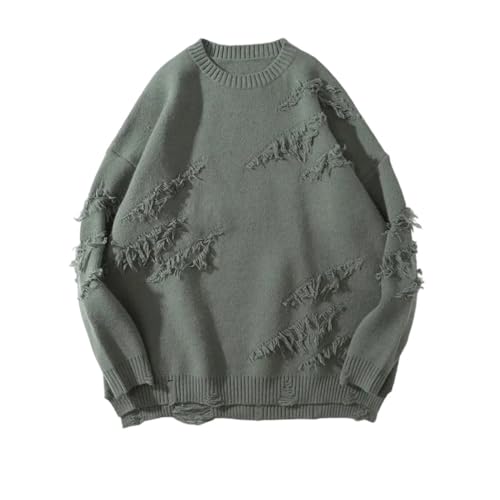 Unisex Round Neck Sweater Trendy Loose Fit Knitted Pullover Streetwear Autumn Winter Top