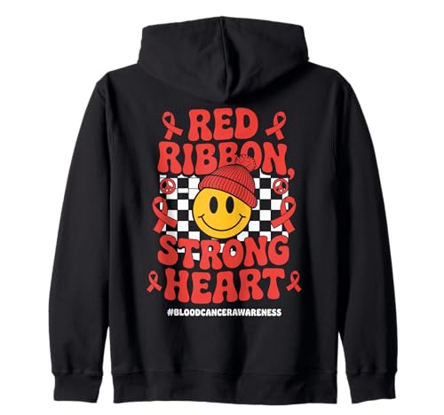 Red Ribbon Strong Heart Blood Cancer Awareness Sweat à Capuche
