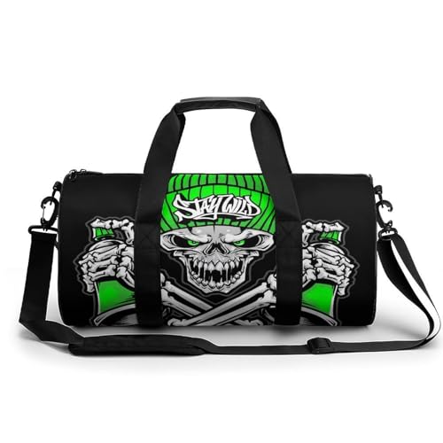Duffel bag crâne vert 45cm : finis les sacs de gym trop petits