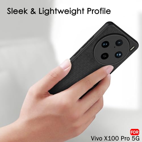 Image of TheGiftKart Back Cover Case for Vivo X100 PRO 5G | Slim & Lightweight | Ultra-Premium Design | Camera Protection Bump | Fabric Texture Case Cover (PC & TPU, Black)