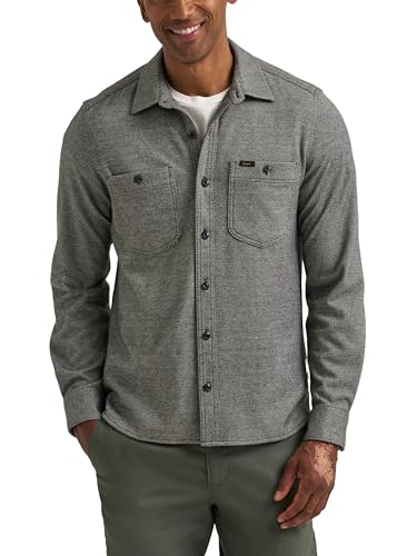 Lee Men's Legendary Brushed Knit Shirt, Union-All Black, Medium - image 1