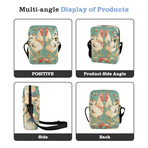 Rural Cute Roosters cute messenger bag mens shoulder bags crossbody Shoulder Handbag Adjustable Strap for work outdoor sports4