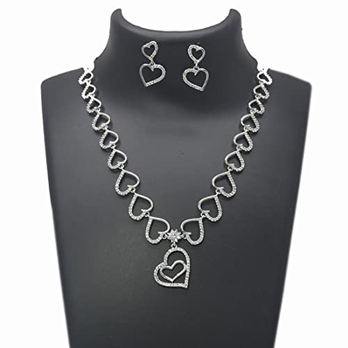 Image of KOLLAM SUPREME PREMIUM FASHION SILVER POLISH AD HEARTS NECKLACE SET FOR WOMEN