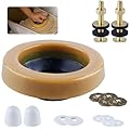 iFealClear Extra Thick Toilet Wax Ring Kit, Wax Ring with Brass Bolts, PE Flange and Retainer Washers, Ring Seal for Floor Outlet Toilet Bowls, Fits 3 Inch and 4 Inch Waste Lines