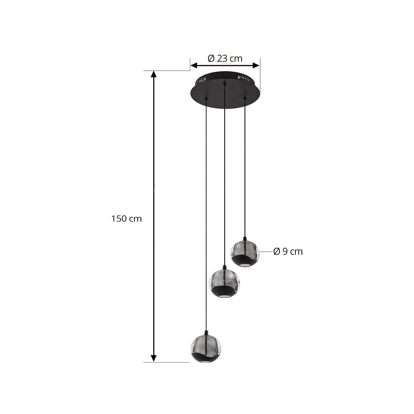 Lucande Lampada a sospensione (Moderno) colore Trasparente, in Vetro ad es. Soggiorno & Sala da pranzo lampadina inclusa lampada vetro