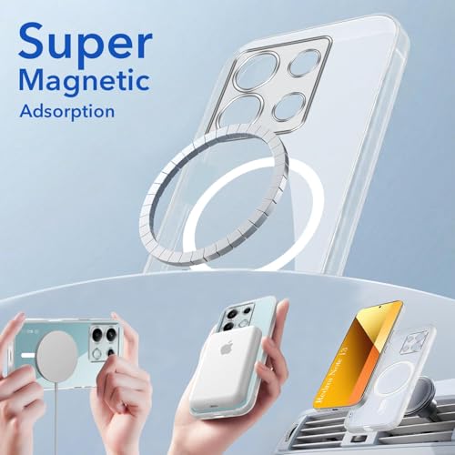 Image of Jkobi Lifetime Anti-Yellow MagSafe Compatible Clear Back Case Cover for Xiaomi Redmi Note 13 5G (Sleek Hard Crystal | Shockproof and Camera Protection)
