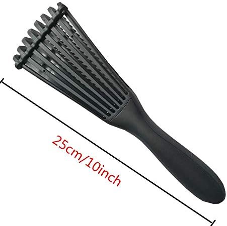 Detangling Hairbrush for Afro American Textured 3A to 4C Kinky Wavy, Coily, Curly Hair | Detangler Paddle Brush for Men Women Wet Dry Thick Hair (Black)