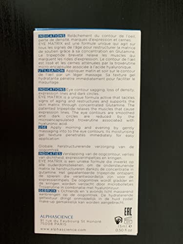 Alphascience Eye Matrix 15 Ml / 0.50 Fl Oz - Anti-Aging Eye Treatment - Restructures The Skin - Hydrating Action - All Skin Types - Made In France - Fragrance Free - Paraben Free #TOP2