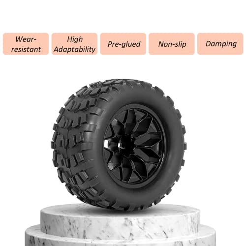 Rc Station 12Mm Hex Rc Wheels And Tires 1/10 Scale Rc Truck Tires And Wheels For Traxxas Rustler Stampede Hoss E-Revo Redcat Volcano Epx 2.8 Rc Tires And Wheels Preglued With Foam Inserts 4Pcs #TOP1