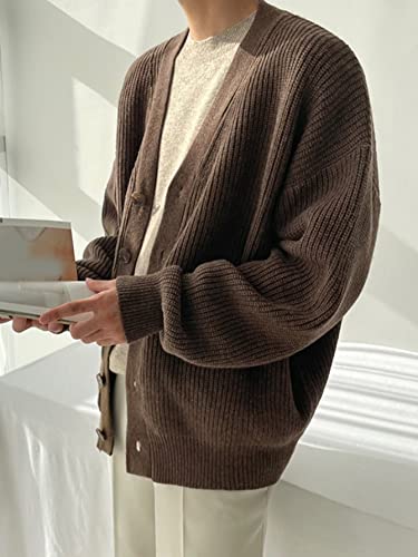 Floerns Men's Casual Long Sleeve Button Front V Neck Rib Knit Cardigan Sweaters2