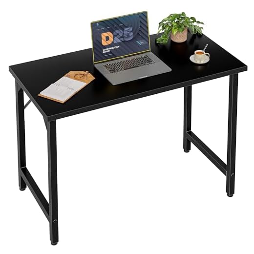 Grandder Scrivania Piccola per Computer 80x40cm, Stile Industriale con Struttura Metallica, con Borsa Portaoggetti e Gancio per Cuffie, Adatta per Ufficio/Studio/Camera da Letto, Nero