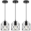 1-Light Hanging Pendant Light Fixture, Black Pendant Lights Kitchen Island, Farmhouse Pendant Lighting with Bedroom Dining Room, E26 Base, Bulbs Not Included, 3 Packs