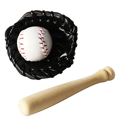 NUOBESTY Miniature Baseball Bats Gloves Kit Decorative Simulation Tiny House Accessories Baseball Birthday Dollhouse Decorations Photography Props