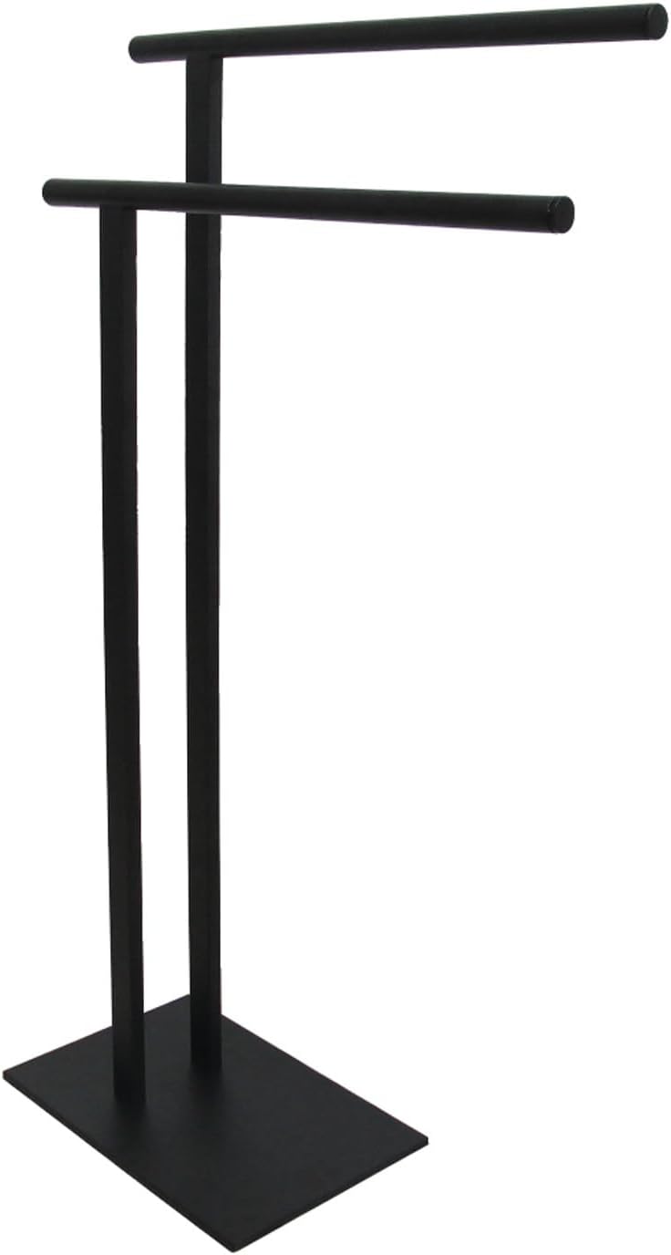 Kingston Brass SCC6030 Edenscape Double L Shape Pedestal Towel Holder, Matte Black