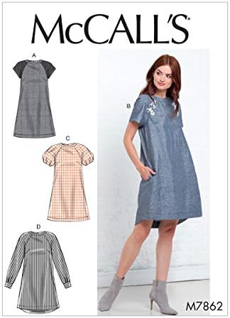 McCall Pattern McCall's Women's Short and Long Sleeve Dress, Sizes 6-14 Sewing Pattern, Plain