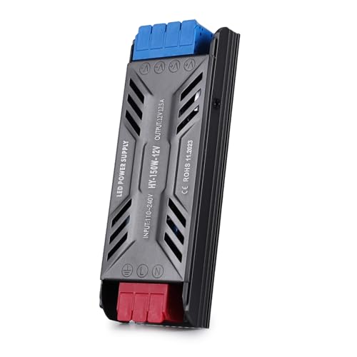 SUCIKORIO Trasformatore LED 12V 150W 12,5A, Ultra Sottile Alimentatore LED Driver AC 220V a DC 12 Volt 150W Trasformatori Adattatore LEDs a Tensione Costante Senza Sfarfallio per LEDs Striscia