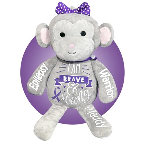 Epilepsy Gifts for Kids - Dravet Syndrome Gifts for Kids - Personalized 13" Epileptic Monkey or Teddy Bear - Epilepsy Awareness Keepsake for Children by Kikilishop