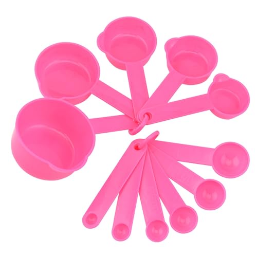Washranp Juego de cucharas medidoras de 1/4 taza, 11 piezas/juego de herramientas de plástico sin BPA para harina, azúcar, sal, líquido, multifuncional, cocina, hogar, rosa
