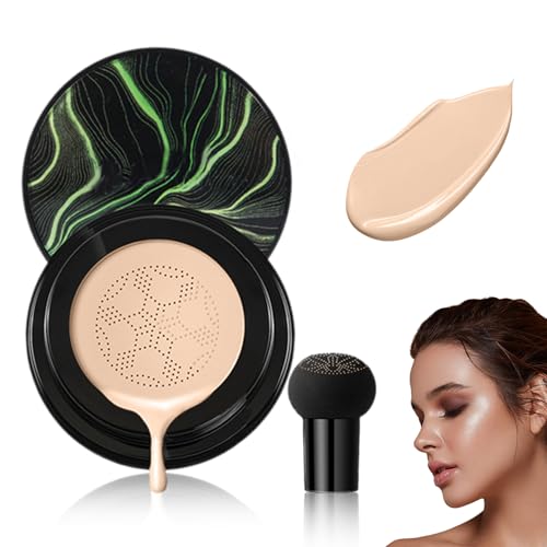 Foundation for Older Women, 2026 New Mushroom Head Airs Cushion CC Cream, Full Coverage BB Cream Foundation for Mature Skin Moisturizing Concealer Brighten Long-Lasting Even Skin Tone (Natural)
