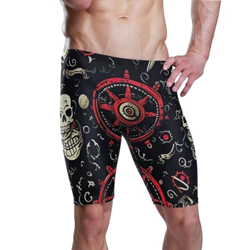 Sugar Skull Skeleton Gothic Men's Swim Jammers Swimsuit M B0400563
